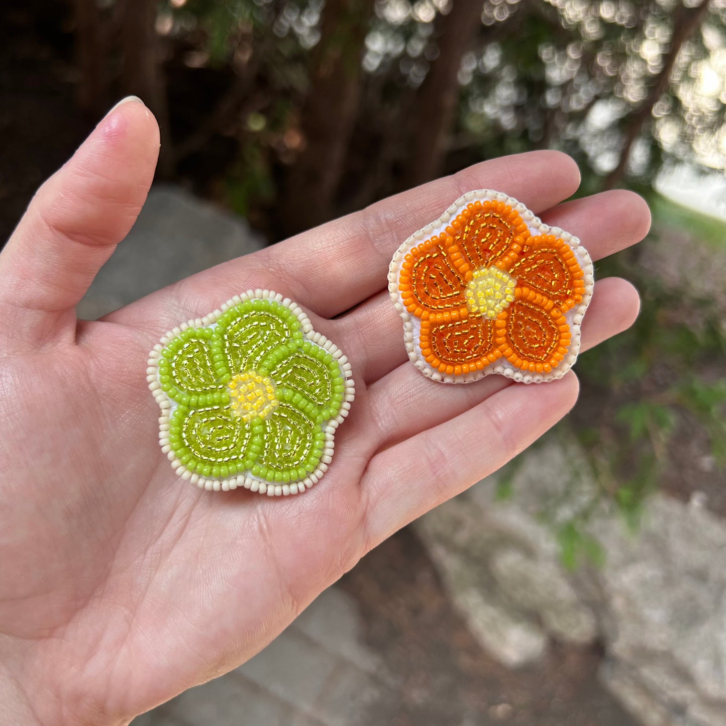 Beaded Métis Flower Pin