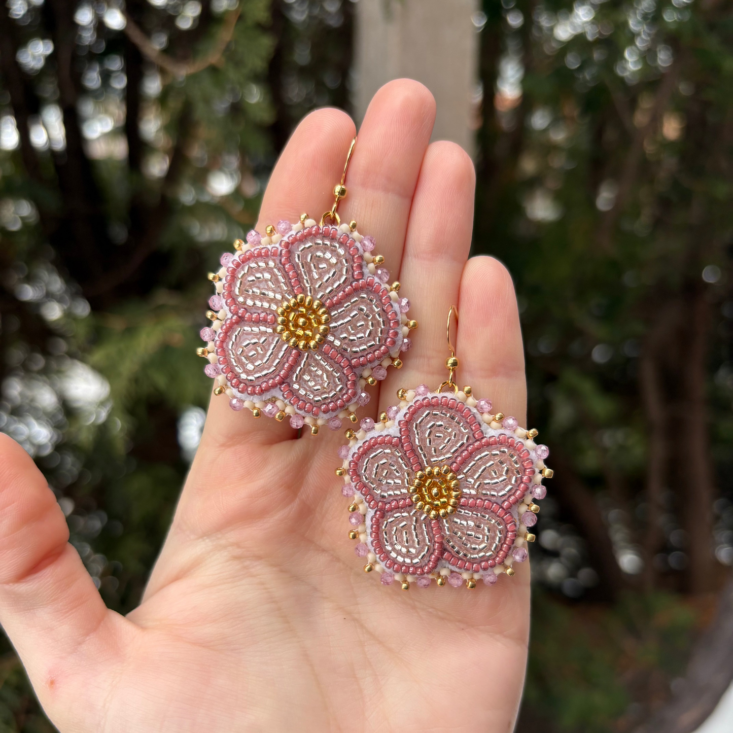 Pink Flower Earrings