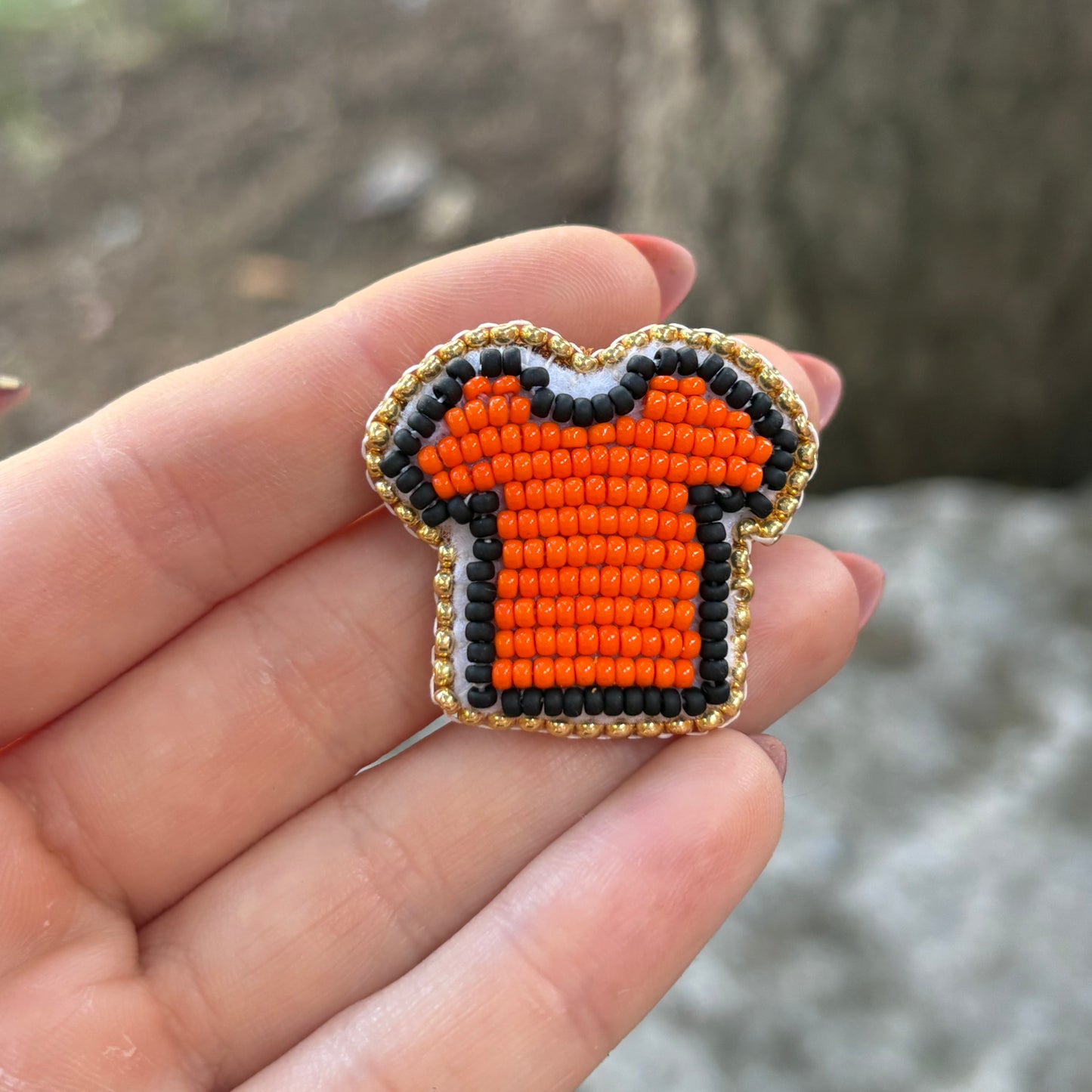 Beaded Orange T-Shirt Pin