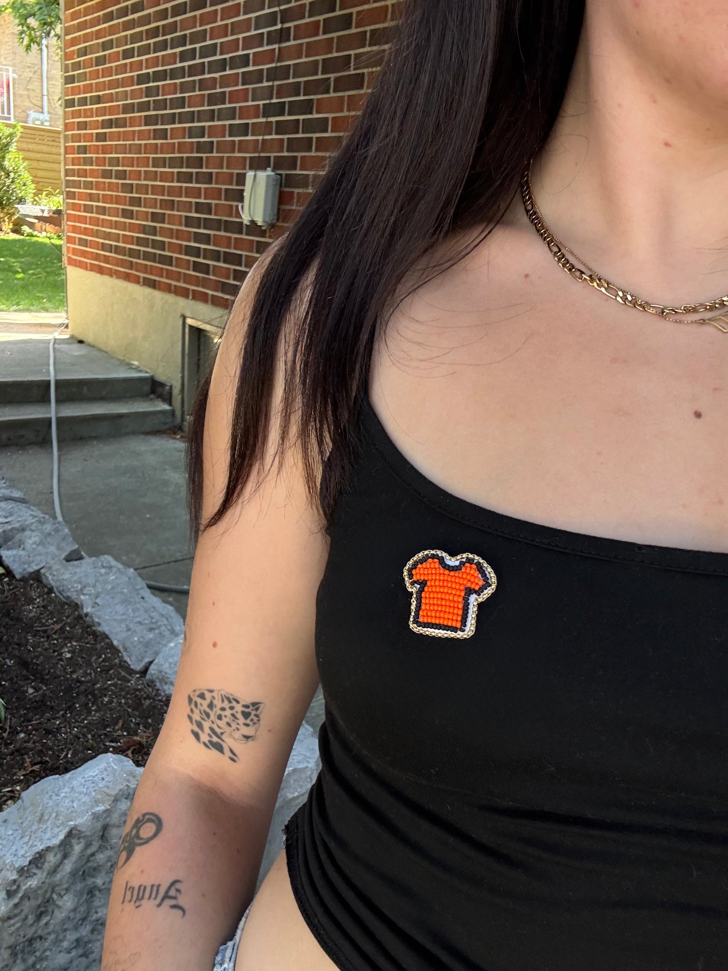 Beaded Orange T-Shirt Pin