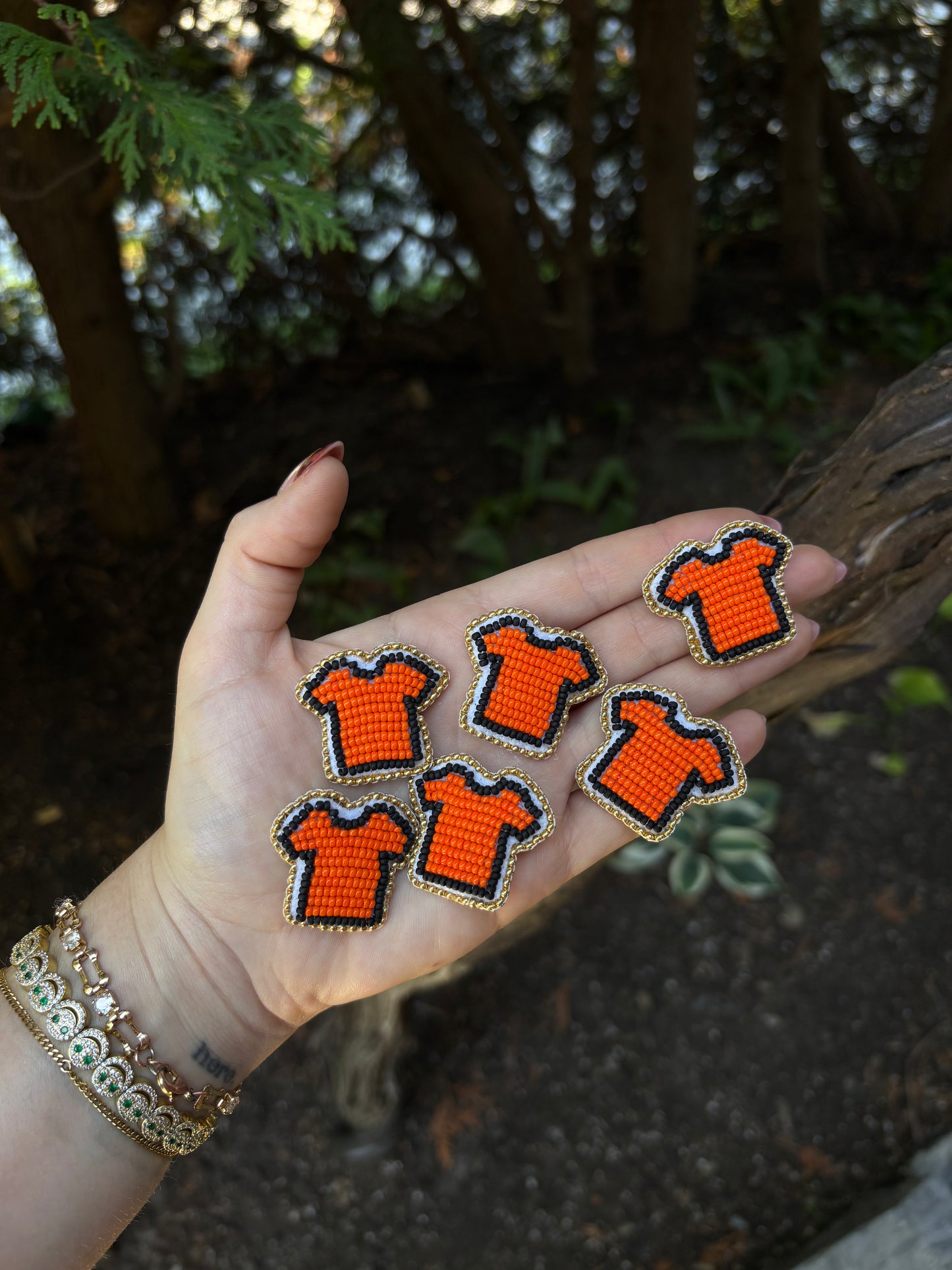Beaded Orange T-Shirt Pin