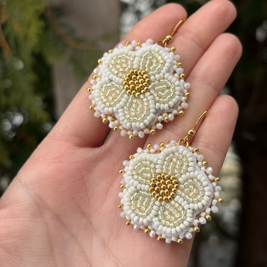 White Flower Earrings