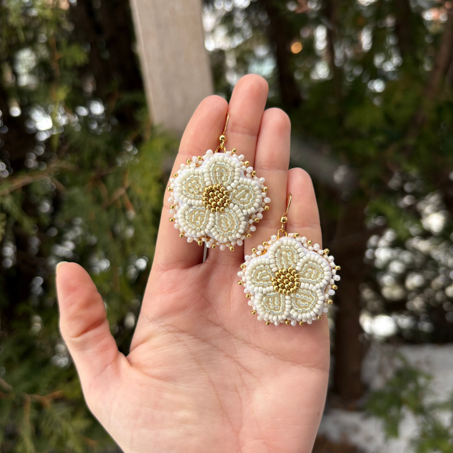 White Flower Earrings