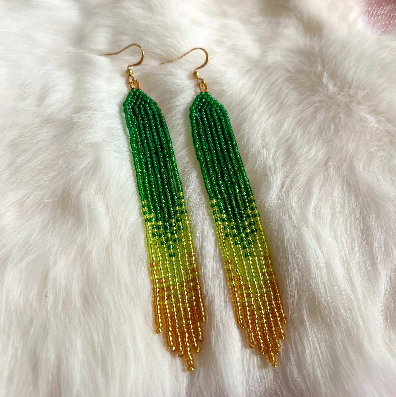 Evergreen Beaded Fringe Earrings