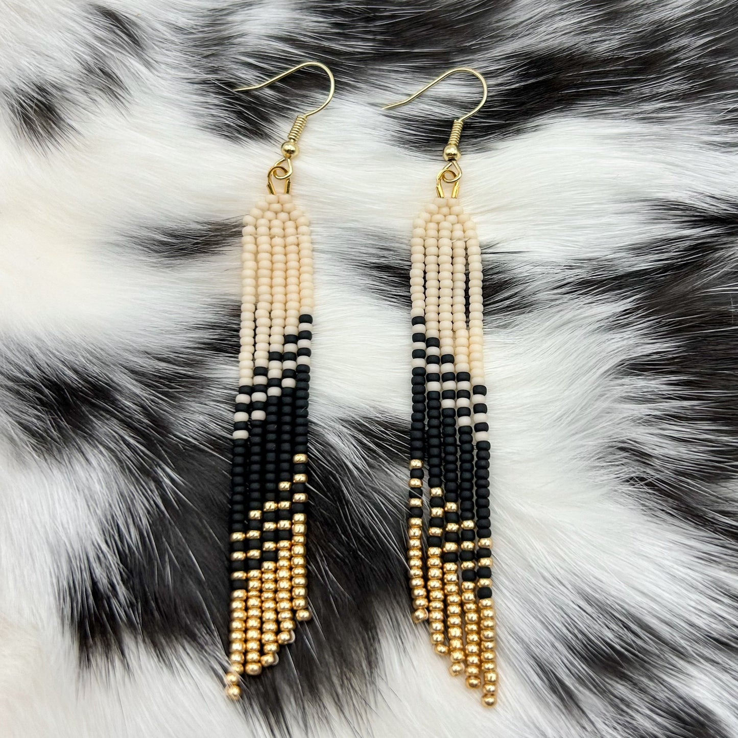 Matte Black & Gold Asymmetrical Fringe