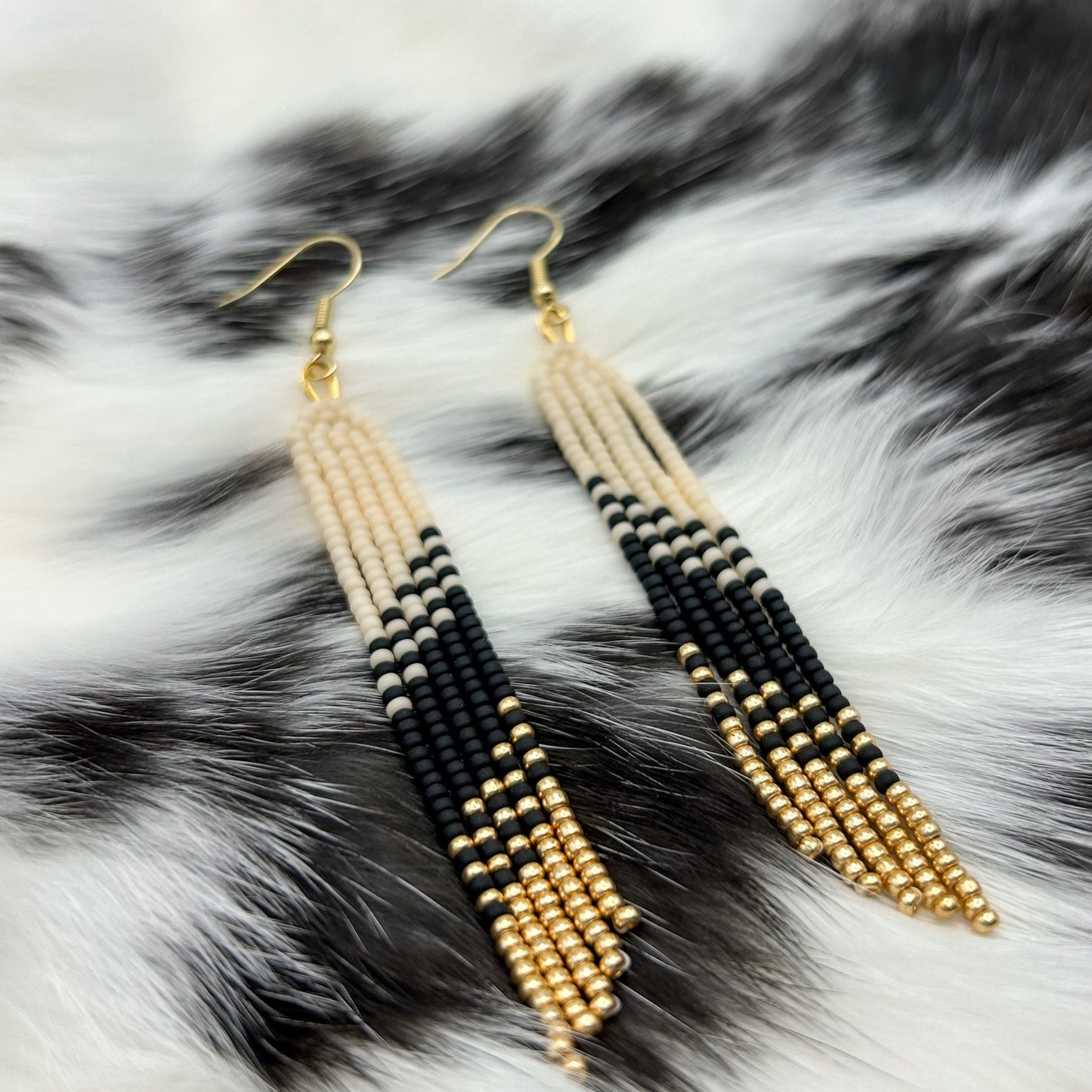 Matte Black & Gold Asymmetrical Fringe