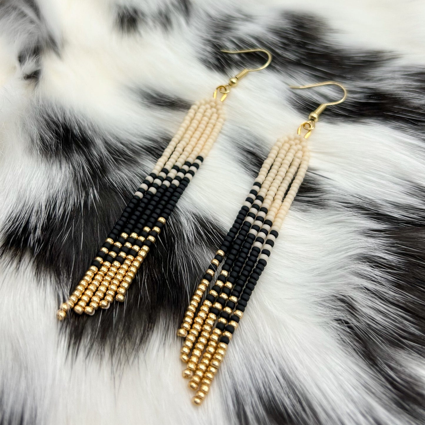 Matte Black & Gold Asymmetrical Fringe